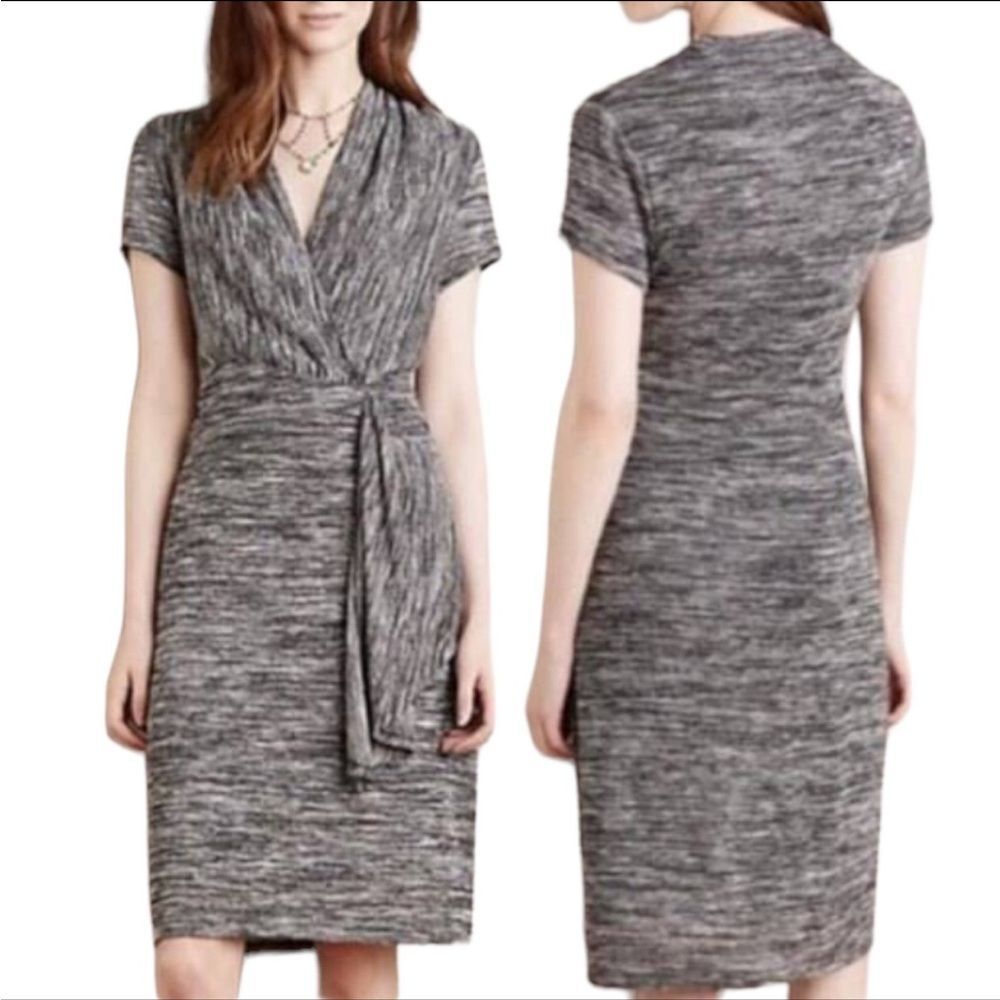 Maeve Anthropologie Faux Wrap Sweater Dress Shortsleeve Women Size Large Petite
